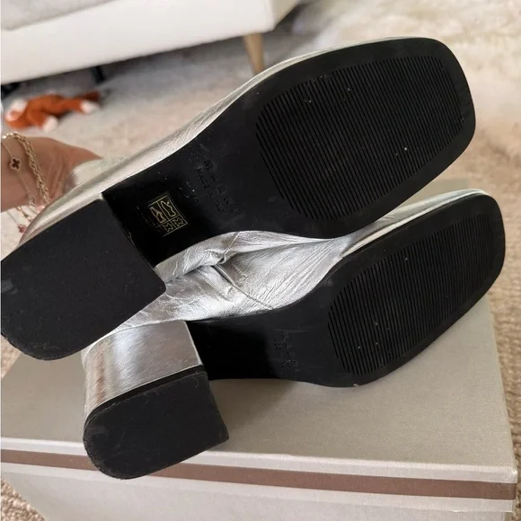 Marni Silver Leather Ankle Boots Mod style size 10  / 40 European - Picture 10 of 16